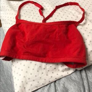 Red sports bra